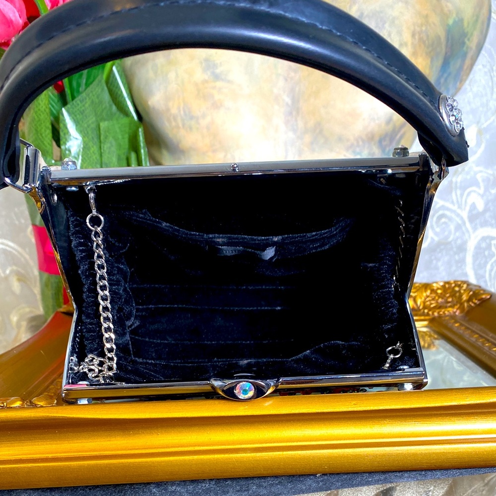 LITTLE EARTH USA PRISTINE Metal Purse Tattoo Art Swarovski Crystals Mini Bag - Picture 12 of 17